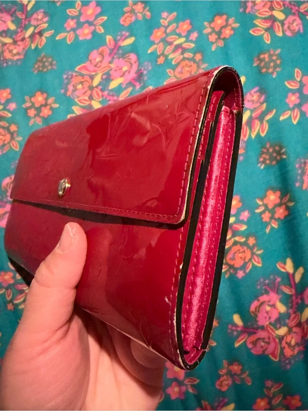 Louis Vuitton Red Vernis Embossed Long Wallet
